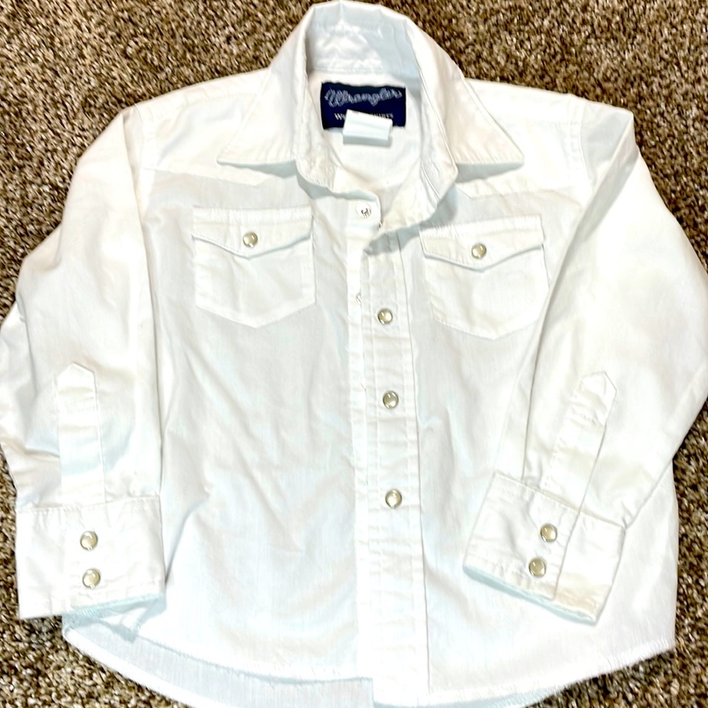 Girls Wrangler Western Shirt sz XS (3-4) Pearl Snap Buttons Long Sleeve Like New